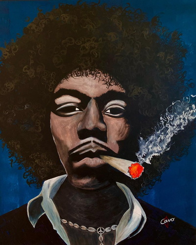 CA 004 Titel Jimi Hendrix - Technik Abstrakte Acrylmalerei auf Leinwand - Größe 100 x 120 x 4 -  Jahr 2022