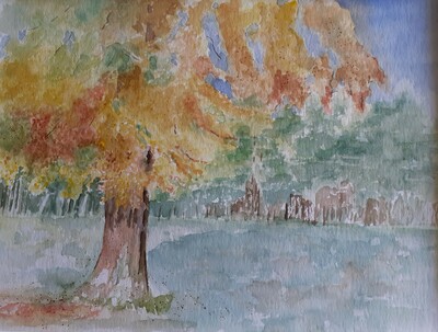 MB Aquarell auf Papier 30x40 der Herbst leuchtet 125,-€