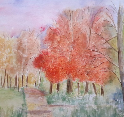 MB Aquarell auf Papier Novemberrot ca.28x38 €160,-